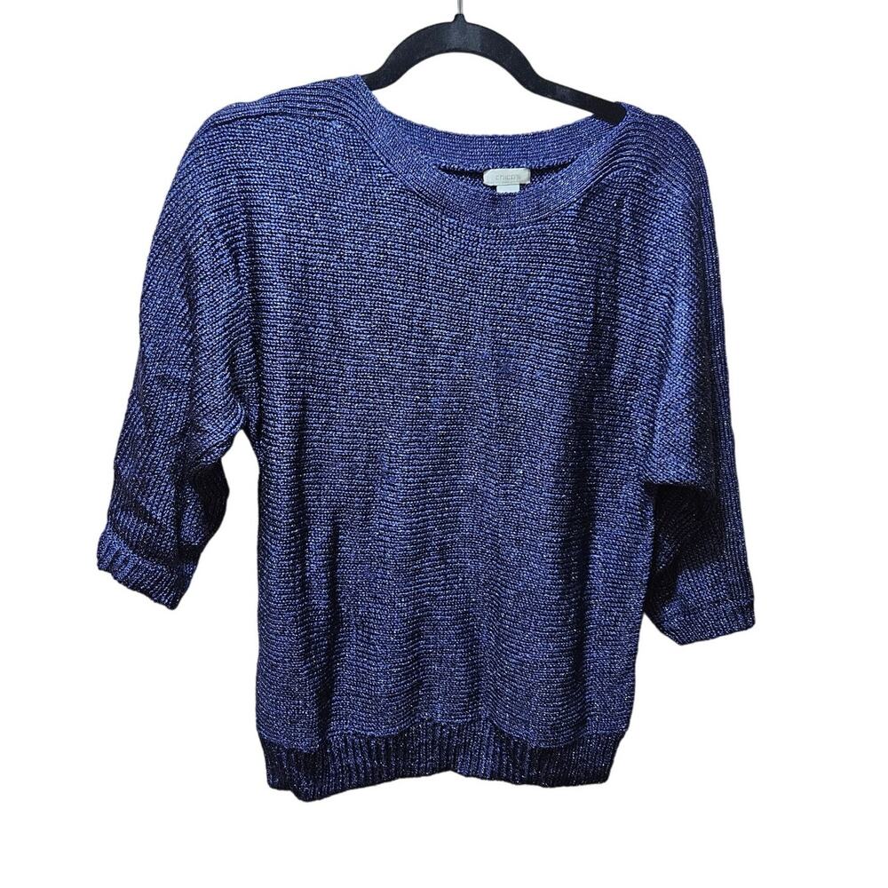 Chico's Beautiful Blue Woven Sweater Size 1 ~ Great Casual or Loungewear